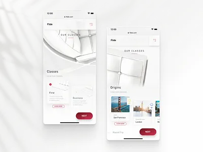 Flide View 3d clean flight flights germany grey hamburg interface mobile san francisco seat select travel ui view weather white