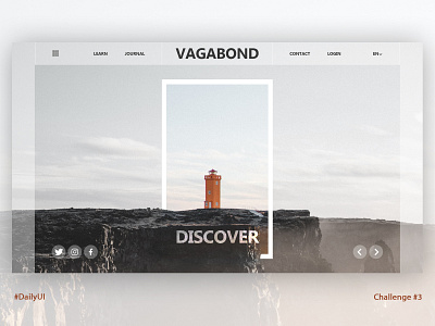 Daily UI 003 • Landing Page adobe xd daily ui 003 dailyui dailyuichallenge discover lighthouse minimal photoshop travel ui ux vagabond website