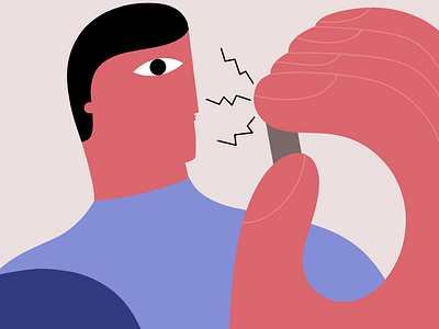 Vibrations hand illustration man phone vibrations