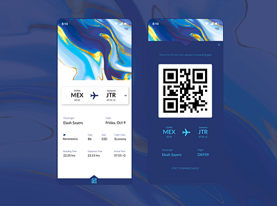 024 Boarding Pass app boarding boarding pass boardingpass daily ui dailyui dayli challenge design qr texture texture blue texture gold travel ui