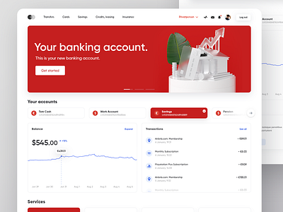 Banking Account Web App 3d banking banking app banking dashboard banking website design illustration ui ux visualization web web design