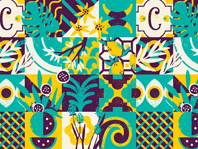 Caminito | Pattern art artwork branding caminito floral flowers handmade illustration latino lemons pattern texture tile tropical