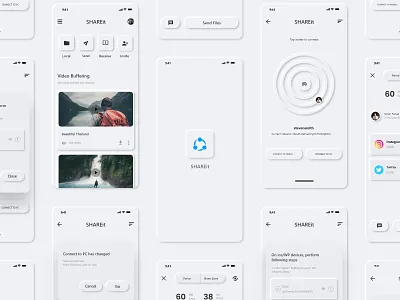 Shareit Neumorphism App Ui Design app app 2020 app design clean cool figma minimal minimal design mobile app ui neumorphic design neumorphism neumorphism ui scetch share shareit app shareit app soft software design web design xd