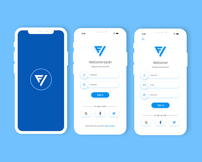 Mobile App Login & Sign Up UI Design For Future Innovatives branding design illustration login form mobile app sign up form sign up ui ui ux vector