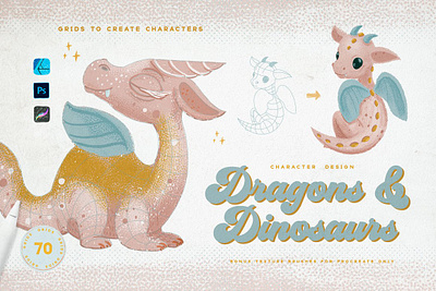 Dragon & Dino Grids for Procreate animal anime artist brush brush set brushes character character design character designs children dino dragon grid grids illustration procreate procreate brush procreate brush set procreate brushes texture