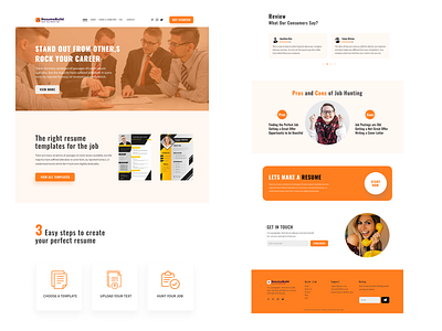 Resume Builder Landing Page branding buldreeume cv resume design make resume responsive responsive design resume ui web web design website