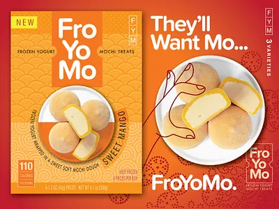 FroYoMo Frozen Yogurt Mochi Concept branding frozen yogurt logo package design typography