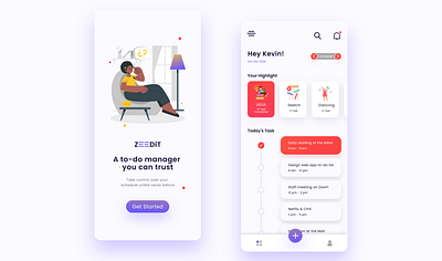 Zeedit To Do Manager app branding design flat minimal todolist typography ui ui ux ui design ux ux design