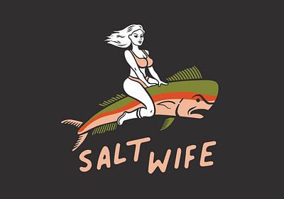 Salt Wife branding design fishlogo graphic illustration lifestylebrand logo logodesign logodesigns mahimahi pinuplogo vector