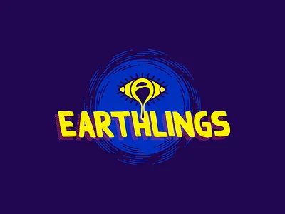 Earthlings blue branding circle comic company drip eye geometric grunge icon identity logo pink psychedelic rough symbol theater trippy typography