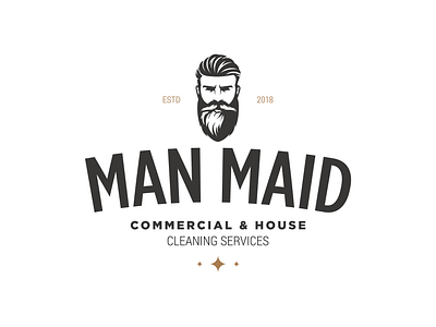 Man Maid Commercial & House Cleaning Services branding cleaning service logo