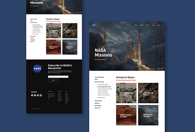 NASA Redesign Concept - Missions Page articles design mars missions moon nasa space spaceship spacex ui ux webdesign