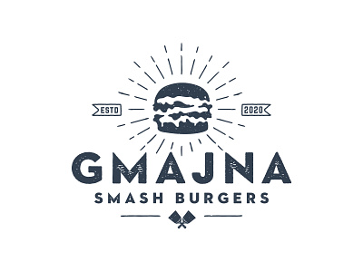 Gmajna Smash Burger Logo branding burger cafe classic drawing food illustration logo design retro smash vector vintage