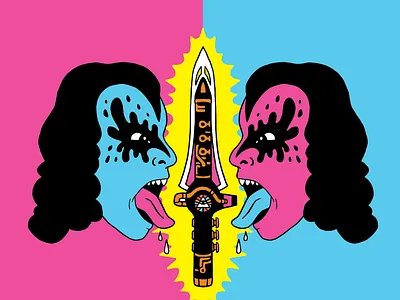 Dagger Flute beer fangs illustration print