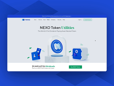 NEXO Token 3d 3d animation animation blockchain crypto crypto exchange crypto wallet cryptocurrency currency currency exchange exchange hero ico illustration landing prototype scroll token wallet