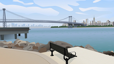 Cityscape alley art blue bridge city cityscape design illustration illustrator landscape sea vector