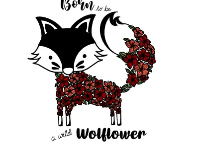 Woodland Wolf flower animal art animal illustration design digital art digital illustration digital painting graphics illustration procreate typography
