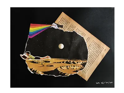 Collage Art / Read on the Moon collage collage art collageart handcraft handmade paper art papercut