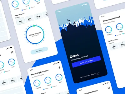 Education App to learn Quran app app design blue clean design education mobile ui ux white