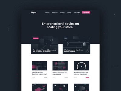 Shogun Frontend Blog General Page– Design blog branding design ecommerce landing page saas