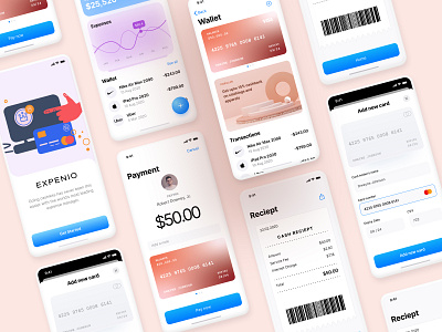 Expenio - Personal Finance App Concept app bank app banking app credit card creditcard dribbble ewallet expenses finance finance app history money app money management payment payment app payment method transaction ui ux wallet