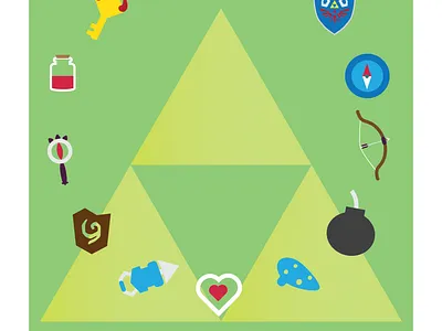 Link's Favorite Things artwork artworks design digital art digital illustration fanart fantasy icon illustration illustrator legend of zelda minimal nintendo ocarina of time popular design triforce vector zelda icons