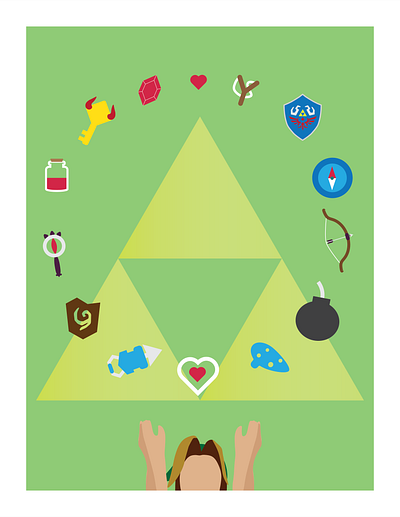 Link's Favorite Things artwork artworks design digital art digital illustration fanart fantasy icon illustration illustrator legend of zelda minimal nintendo ocarina of time popular design triforce vector zelda icons