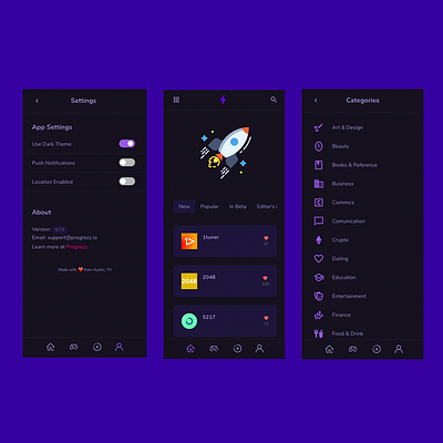 Progrezz App Store app application dark theme pwa ui