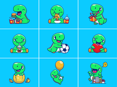 Baby Dino!! 🦖🍔🍕🥤 animal baby burger character cute dino dinosaur dinosaurs dinosaurus egg icon illustration jurassic kids logo mascot pizza soccer soda wild