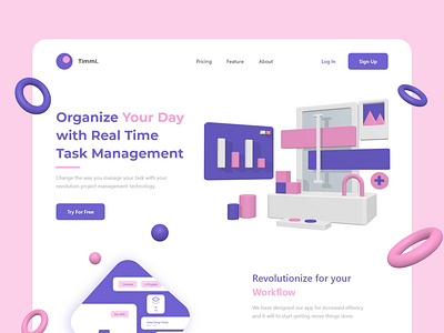 Try 3D in Website 3d daily ui data design graphic graphic design illustration minimal modern simple task task management time ui ui design uiux web web 3d web design website