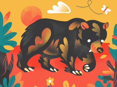 "B" = Bear alphabet animal bear character childrens book childrens illustration color flower foliage illustration nature procreate series texture