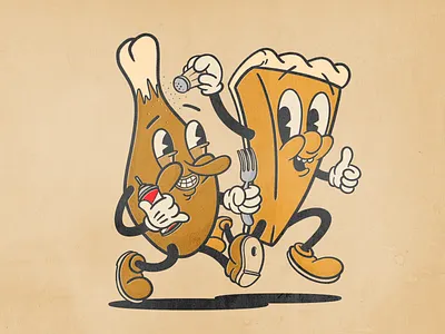 Turkey Trot Mascots cartoons halftones holidays illustration illustrator mascots textures