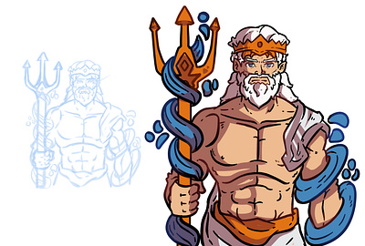 Poseidon | Mascot logo art cartoon character design emote icon illustration illustrator logo poseidon vector