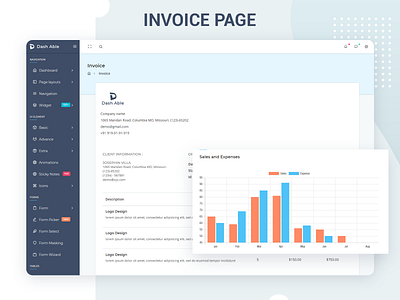 Invoice Page - Dash Able Admin Template admin admin dashboard admin design admin panel admin template admin templates admin theme bootstrap bootstrap 4 bootstrap admin bootstrap template branding dashboad invoice invoice design sass ui ui design uidesign uiux