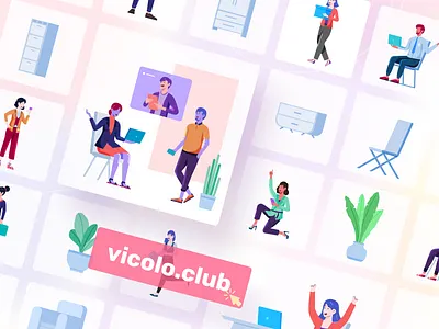 Vicolo Illustrations Kit design flat header illustration landing page screen template ui ui 8