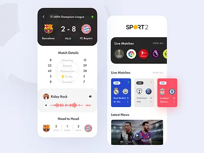 Live Score Sports App android barcelona design esports football ios live minimal score soccer sports sports app sports design stream ux