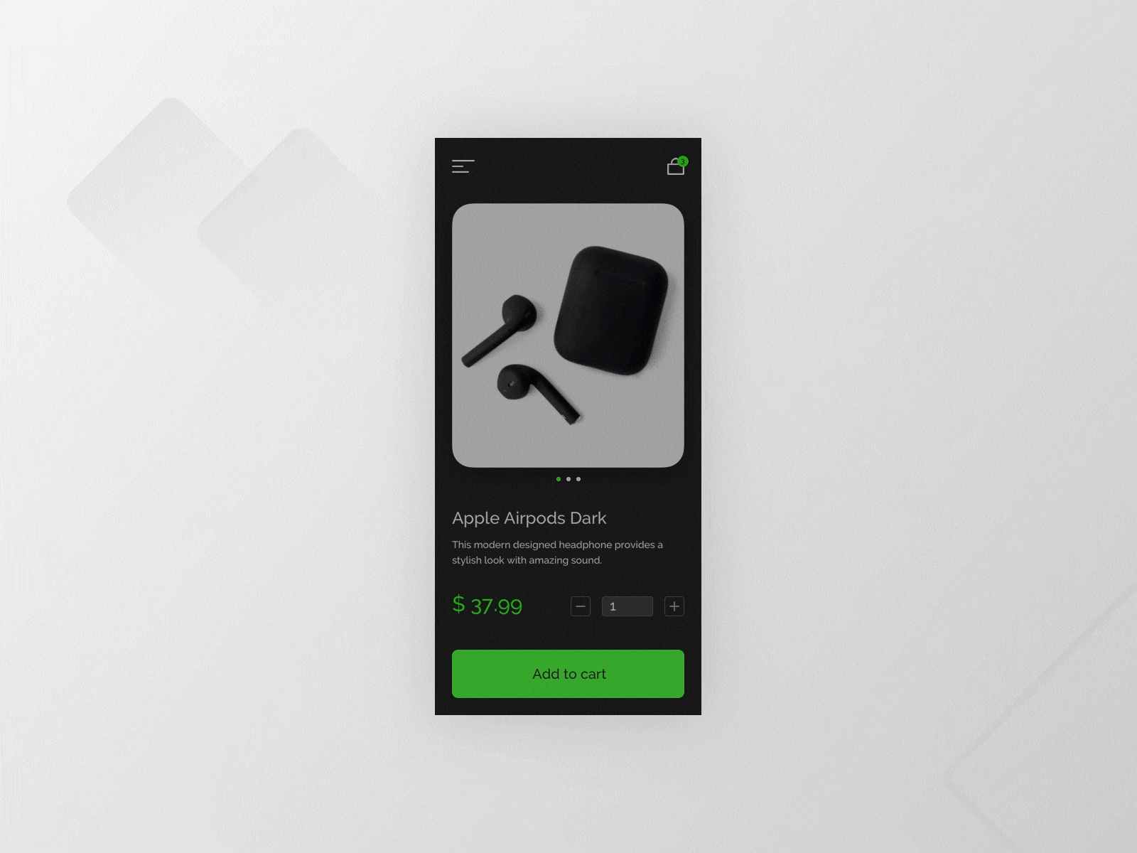 Cart UI Animation animation application cart darkmode darkui ecommerce interaction mobile modern simple ui uidesign