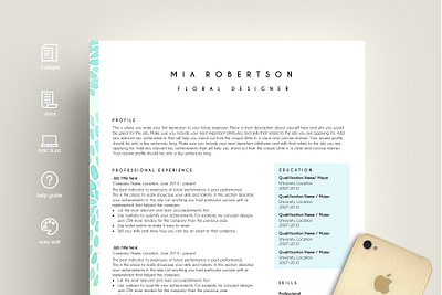 creative resume template word / floral feminine clean resume creative creative resume curriculum vitae cv cv template download free modern modern resume professional resume resume cv resume template template templates word