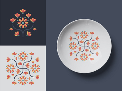 Flower Print - Plate & Mug crockery design floral flowers illustration minimal print simplified vector