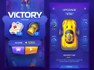 Racing Game app application art car design game gui interface medicine nitrogen race racing rocket screen tuning victory wheel win