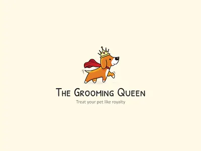 The Grooming Queen - Logo 2020 branding crown dog dog illustration dog logo grooming illustration logotype pet pet logo queen robe
