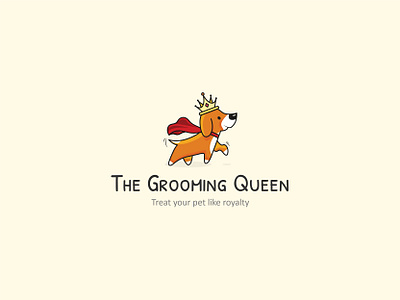 The Grooming Queen - Logo 2020 branding crown dog dog illustration dog logo grooming illustration logotype pet pet logo queen robe