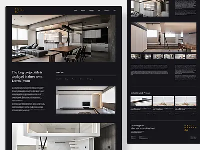 Project Detail: Architect Website architect black black white black style clean design dark dark mode design heydesign heydesign studio minimalist page layout project project detail ui design website design