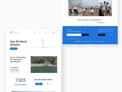 Volunteer Signup Page for Beach Cleaning Non-Profit colors design minimal typography ui ux web website