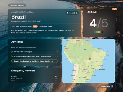 Travel advisory – landing pages brazil figma landing page microservice microsite product design risk travel travel advisory ui ui design