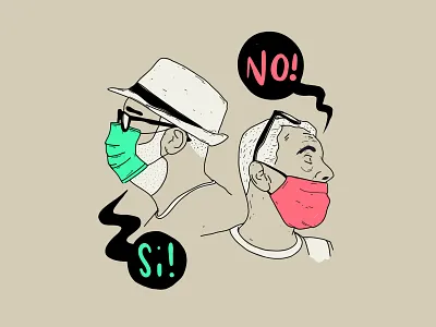 How to wear your mask right - 01 adobe fresco corona corona virus coronavirus covid covid19 editorial editorial illustration gesichtsmaske iampommes illustration ipadpro mask pommes portrait porträt retro safety vacation vintage