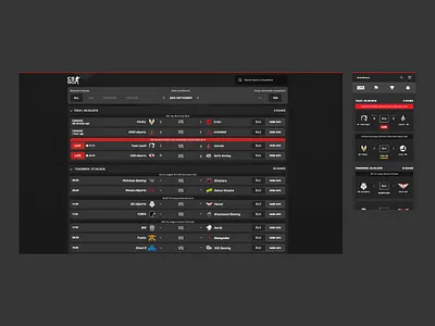CS:GO - Scoreboard Website betting csgo dark design esport game gaming interface minimalistic mobile phone responsive results scoreboard ui ux web web design website