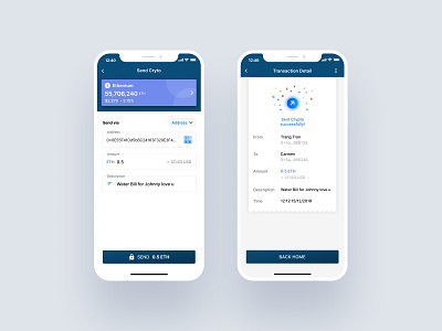 Send Crypto on Sappchat crypto wallet mobile design transfer
