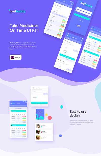 Take Medicines On Time UI Kit adobe xd adobe xd photoshop ui ux adobe xd templates alarm alert design medicine time ui ui ux ui design user interface userinterface ux