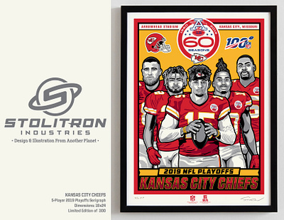 Kansas City Chiefs-5 Player Playoff Poster chiefs graphic design illustration limited edition nfl nflpa poster screenprint serigraph